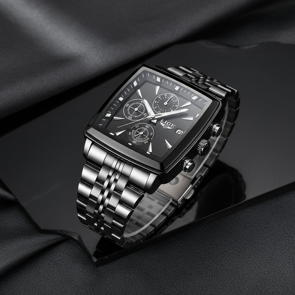 Montre en acier noir
